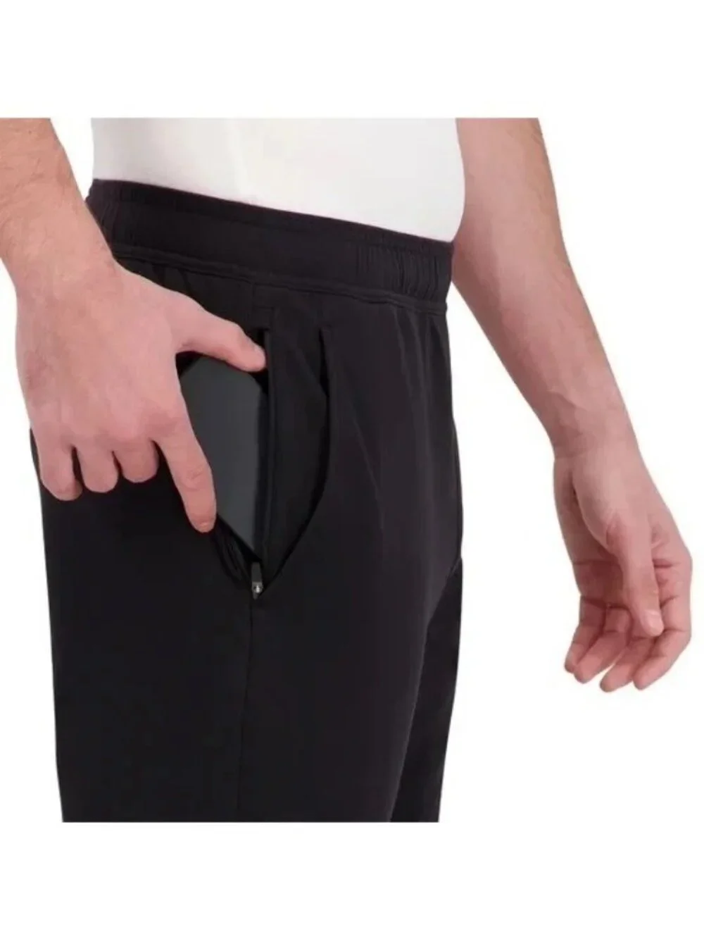 NWT Russell Athletic Men's S Black Tapered Fit Pant Stretch Zippered Pocket